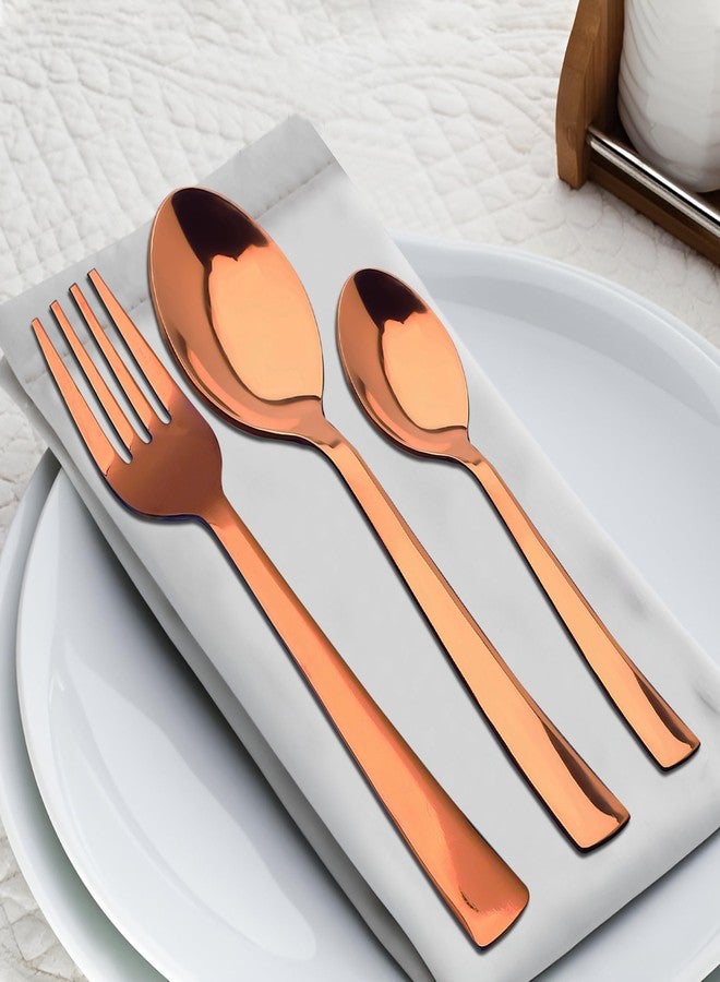 Parage 18 Pieces Stainless Steel Rose Gold Cutlery Set, Premium Cutlery Set for Home & Kitchen, Luxury PVD Rose Gold Flatware for Elegant Dining (6 Pieces Each Table Spoons, Forks & Tea Spoons) - Image 2